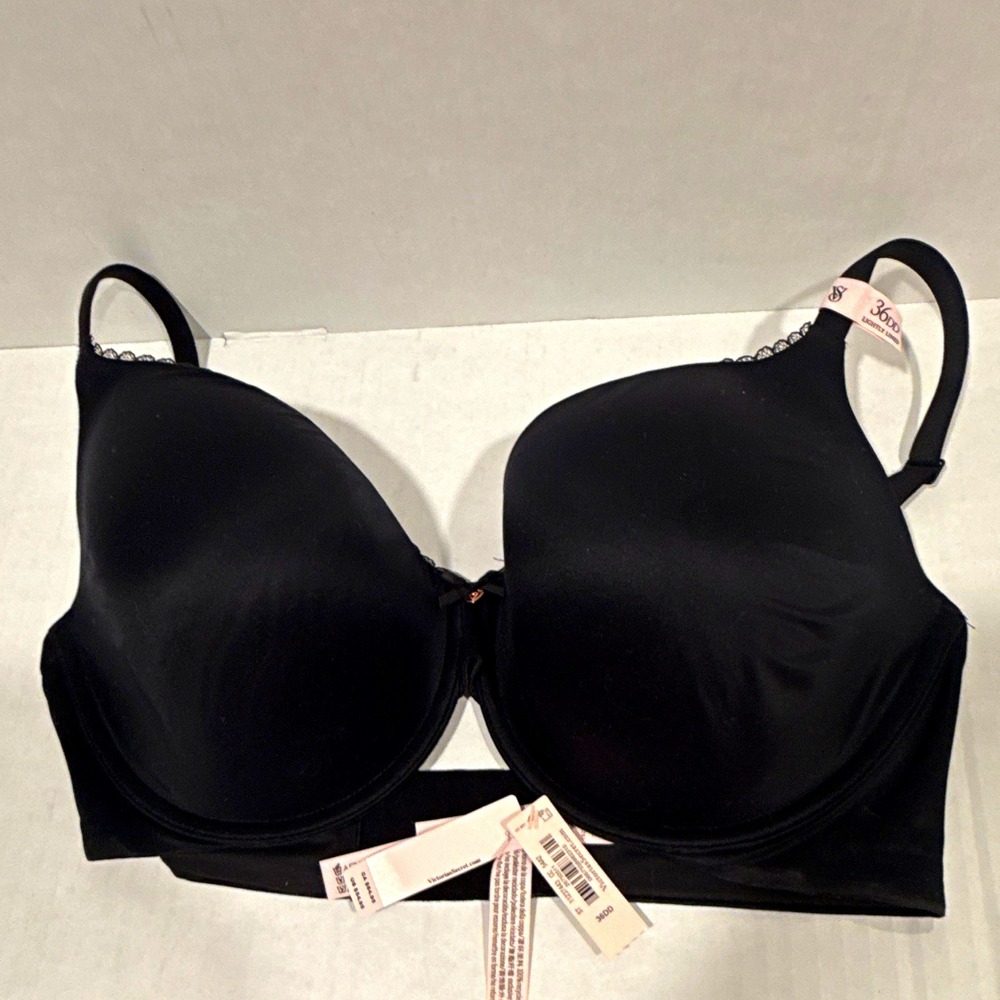 Victoria's Secret Women's 36DD Black Lightly Lined Underwire TShirt Bra Lace NWT